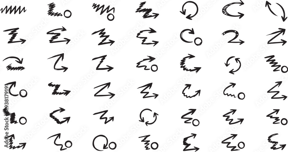 Naklejka premium Scribble Direction Arrow Icons Collection