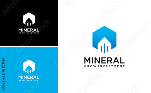 Mineral Grow Investment logo icon vector modern corporate finance business branding symbol with hexagon and growth chart illustration for company identity design