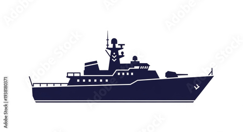 Navy Ship Silhouette Illustration.