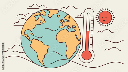 Earth With Rising Temperature Gauge Vector Illustration