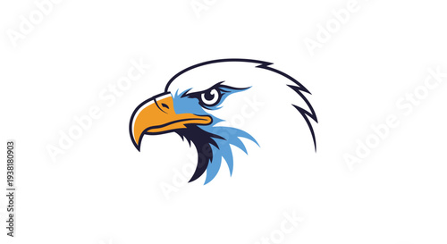 Bald Eagle Head Illustration Profile View.