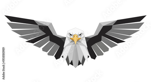 Bald Eagle Illustration with Outstretched Wings Flying.