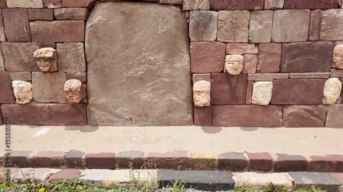 Wallpaper Mural Ancient Tenon Heads at the Semi-Subterranean Temple of Tiwanaku, Bolivia Torontodigital.ca