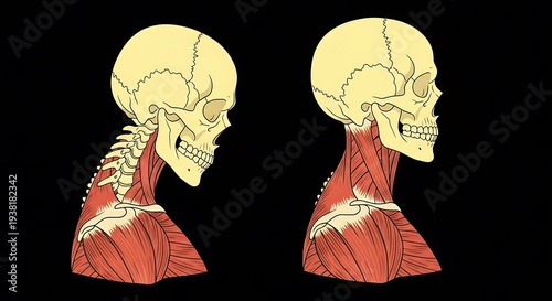 Wallpaper Mural Medical illustration comparing forward head posture with proper spinal alignment, in side view Torontodigital.ca