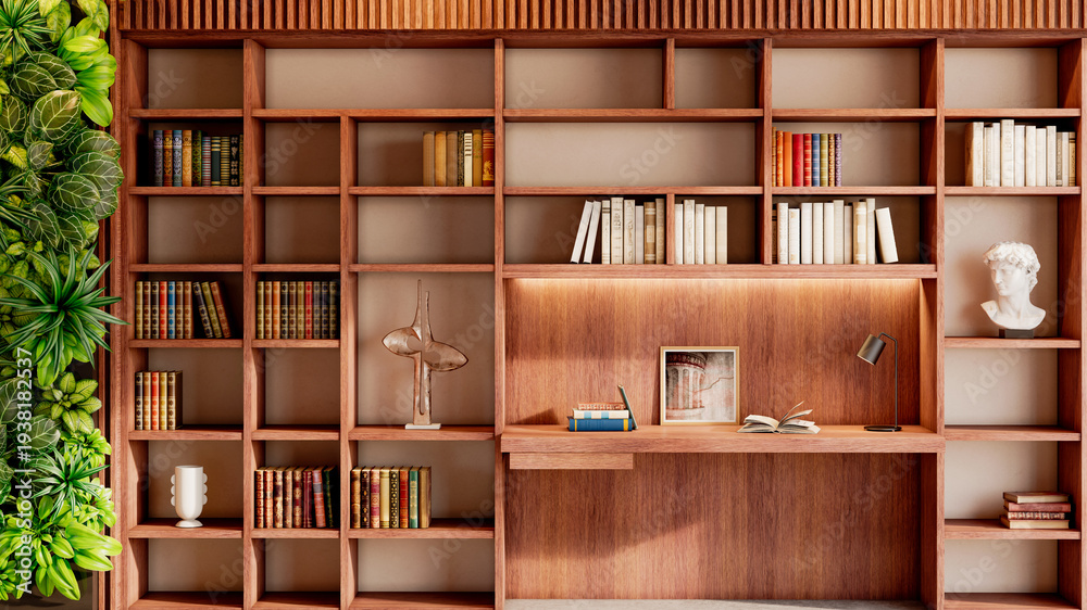 Naklejka premium Large luxury modern bright interiors Living room mockup illustration 3D rendering Generated Color Image