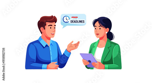 Colleagues communicating about urgent project deadlines