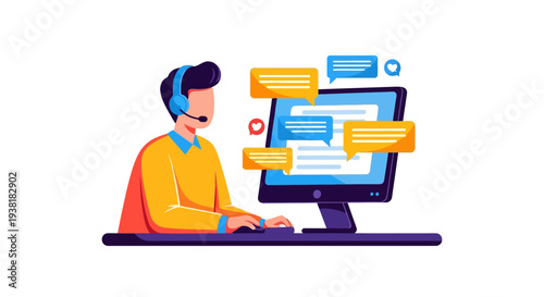 Customer support agent responding to online chat inquiries