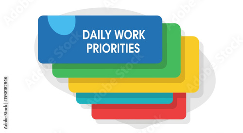 Daily work priorities represented by stacked colorful labels