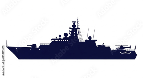 Navy Warship Silhouette Profile View.