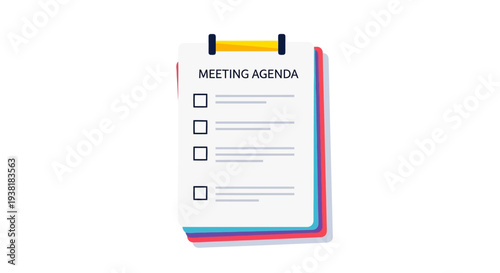 Meeting agenda checklist on office clipboard
