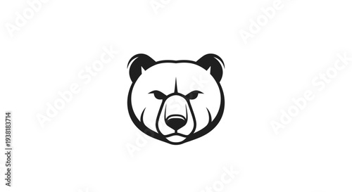Black and white bear head illustration.