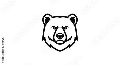 Black and white bear head illustration.