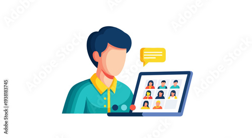 Professional man attending online video conference