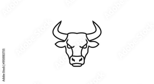 Black and white bull head illustration.