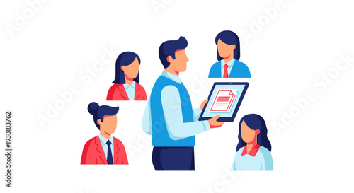 Recruiter reviewing candidate profiles on mobile tablet device