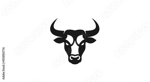 Black and White Bull Head Illustration.