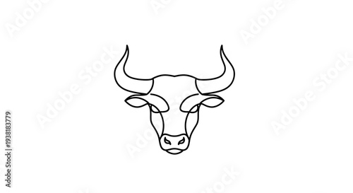 Black and White Bull Head Illustration.