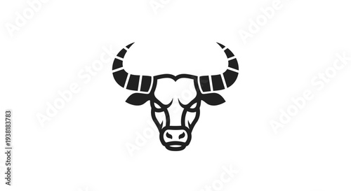 Black and white bull head logo.