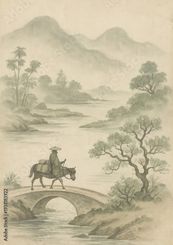 Serene journey across ancient landscape.