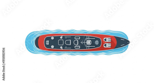 Red Lifeboat on Water Surface.