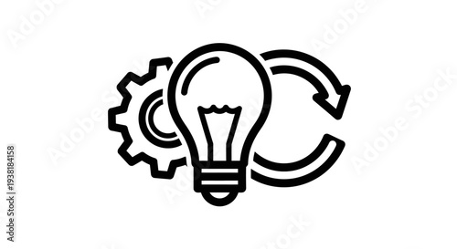 Idea Generation and Continuous Improvement Process Icon, Isolated White Background.