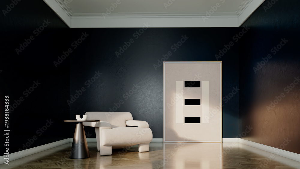 Naklejka premium Large luxury modern bright interiors Living room mockup illustration 3D rendering Generated Color Image