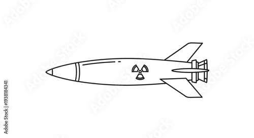 Nuclear Missile Simple Line Drawing.