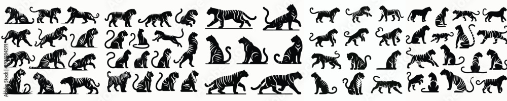 Fototapeta premium vector set image silhouette of a jaguar