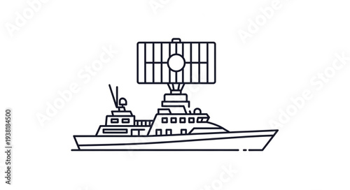Radar Ship Illustration Simple Design.