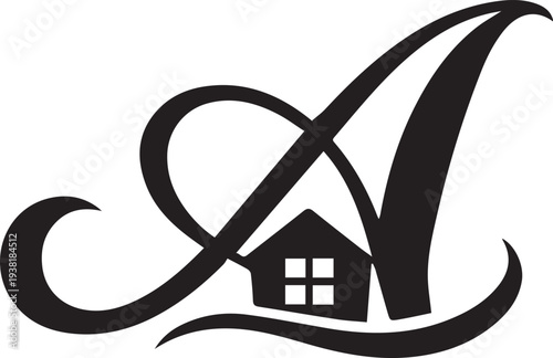 Letter A with house vector illustration