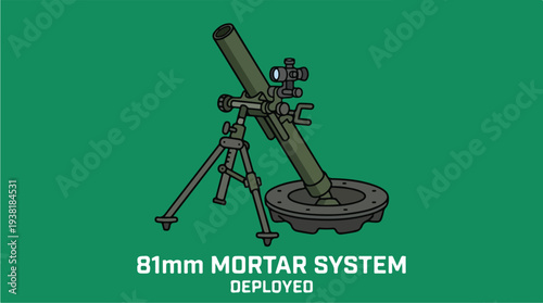 81mm Mortar System Deployed Illustration.