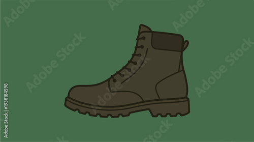 A Detailed Illustration of a Rugged Brown Work Boot.