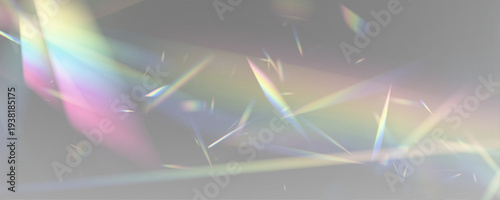 Neon rainbow prism scatters crystal diamond light across glass glitter under sun rays. PNG vector lens captures sparkle with bright glare and radiant flare effect. Sunlight forms a vivid ray.
