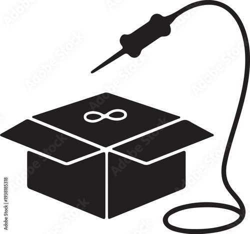 Soldering iron melts plastic vector silhouette illustration for 3d printing
