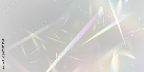 Diamond crystal prism reflects rainbow neon light on glass glitter beneath sun rays. PNG vector lens records sparkle with vivid glare and luminous flare effect. Sunlight shapes a bright ray.