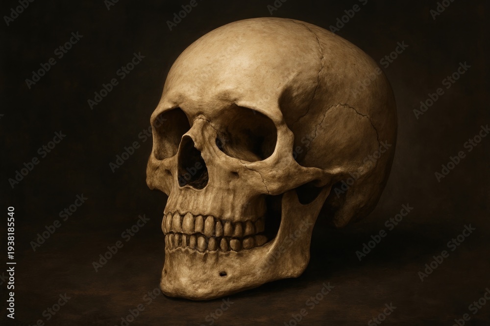 Obraz premium Realistic human skull art