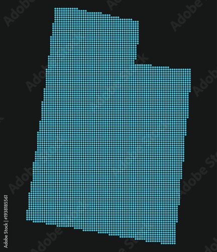 Utah Light Blue Point Grid Map on Black