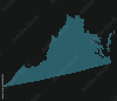 Virginia Light Blue Point Grid Map on Black for National Landing Innovation District and Arlington Defense