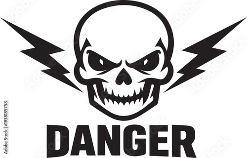 Skull and lightning bolts vector illustration
