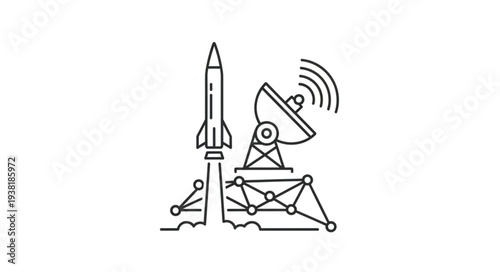 Satellite Dish and Rocket Icon.