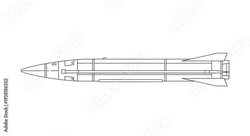 Rocket Diagram Technical Drawing Illustration.