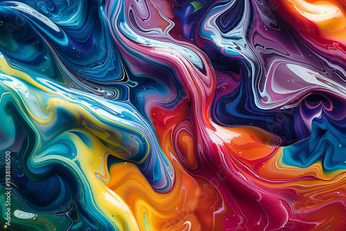 Abstract Flowing Paint Spectrum with Smooth Fluid Transitions