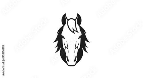 Black and White Horse Head Illustration.