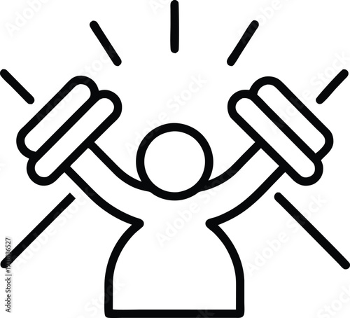 Weightlifting Success Line Icon Fitness Strength Training