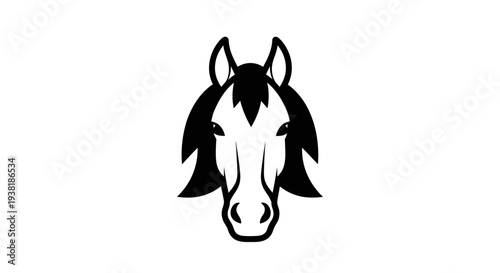 Black and White Horse Head Illustration.