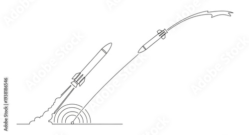 Rocket Launching into the Sky.