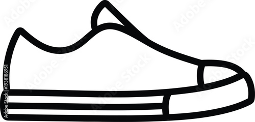 Canvas Sneaker Black Outline Icon – Editable Stroke Flat Vector Canvas Shoe Line Symbol for Web & App UI