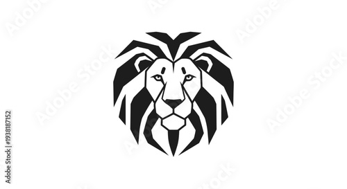 Black and white lion face logo.