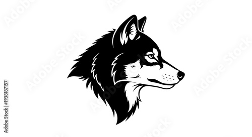 Black and White Husky Dog Illustration.