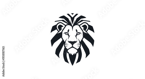 Black and white lion face illustration.
